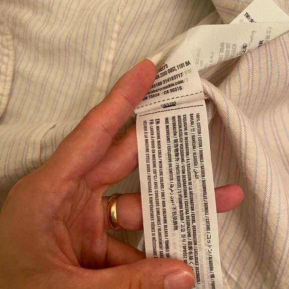 Abercrombie fitch women strip off white long sleeve button down shirt XXS - Picture 4 of 6